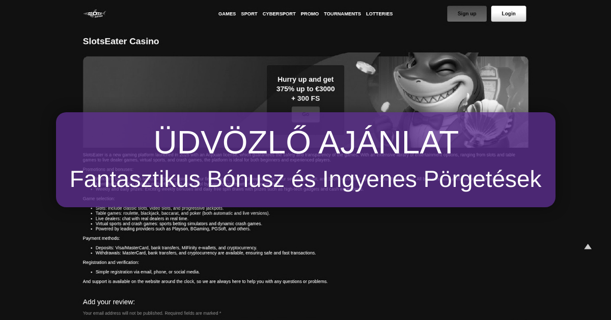 Slotseater Casino welcome bonus