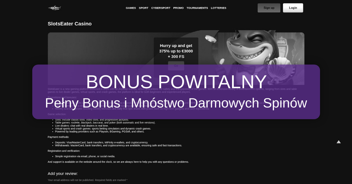 Slotseater Casino welcome bonus