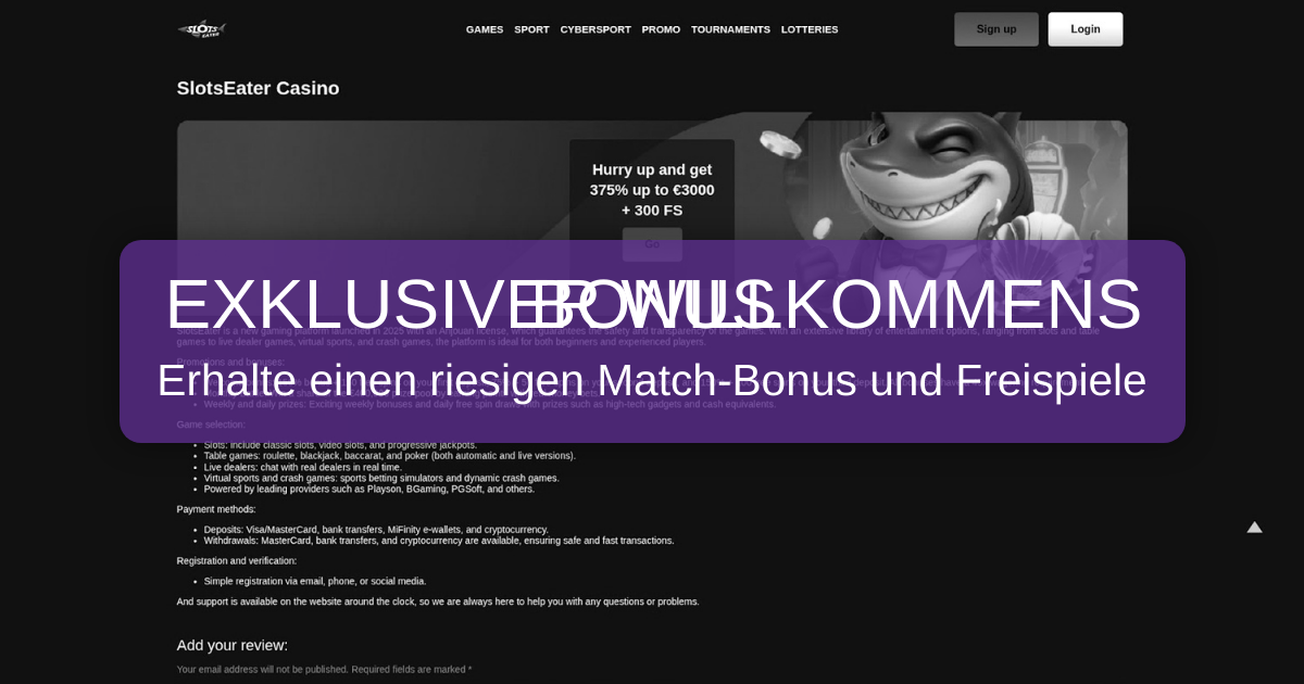 Slotseater Casino welcome bonus