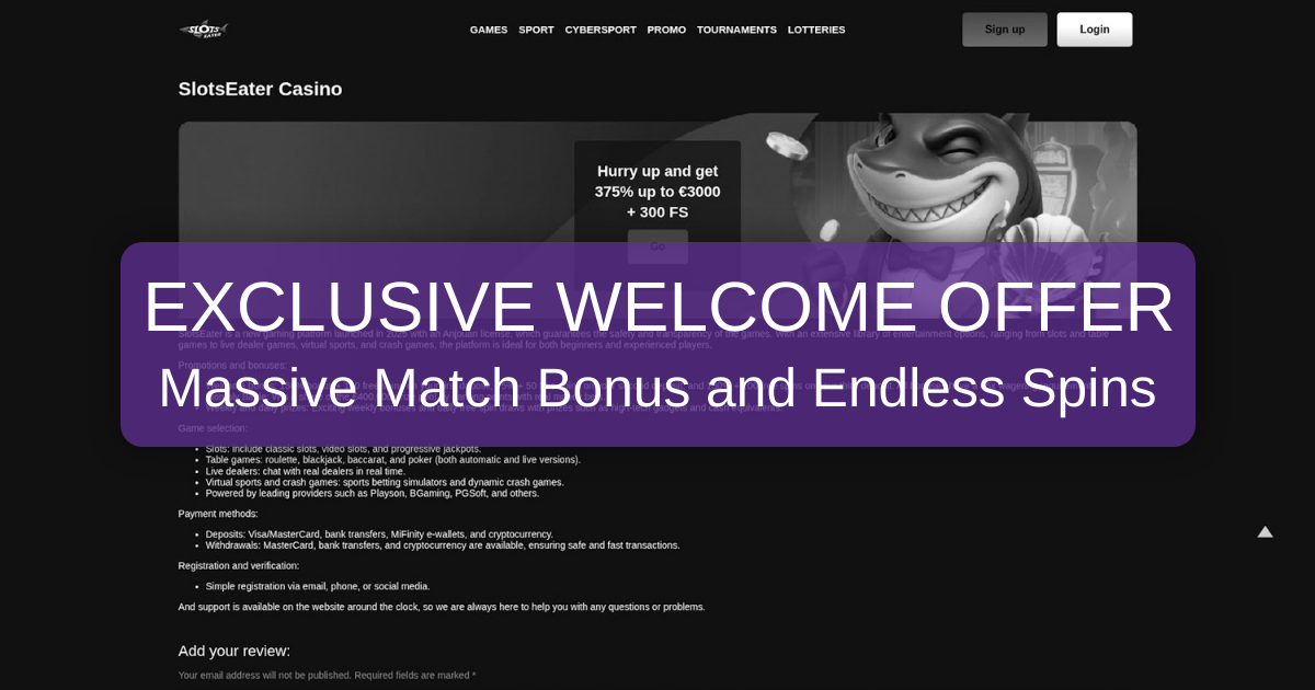 Slotseater Casino welcome bonus